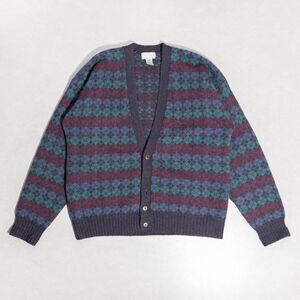VTG Christopher Hayes Pure Shetland Wool Button Unisex Cardigan Sweater Large